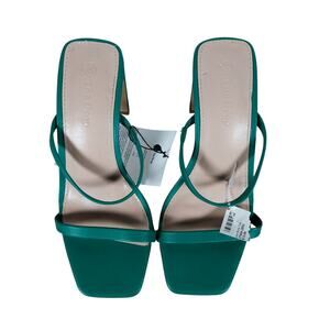 The Drop Womens Sandals 5 Emerald Green Strappy Square Toe Open Toe Minimalist